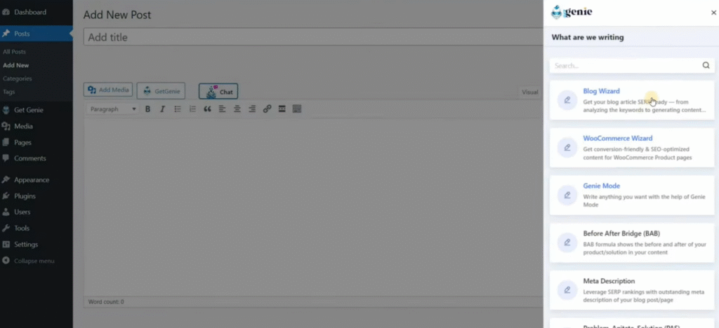 GetGenie Review: GetGenie WordPress Integration