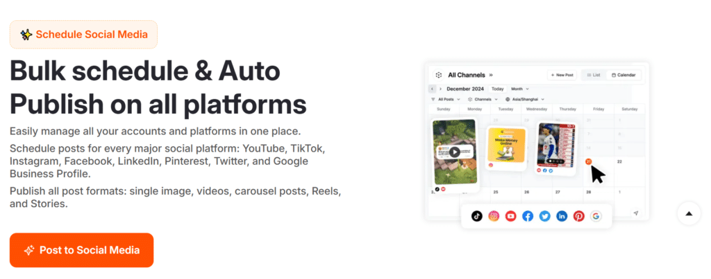 Bulk Scheduling & Auto Publish on all social media with Short AI