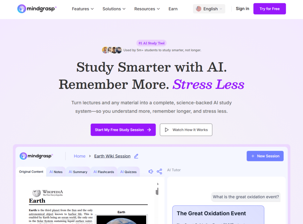 Best AI Tools For Students - Mindgrasp AI - 3