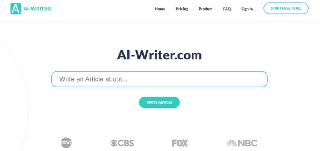 AI-Writer interface showing research-based content creation features for 2025