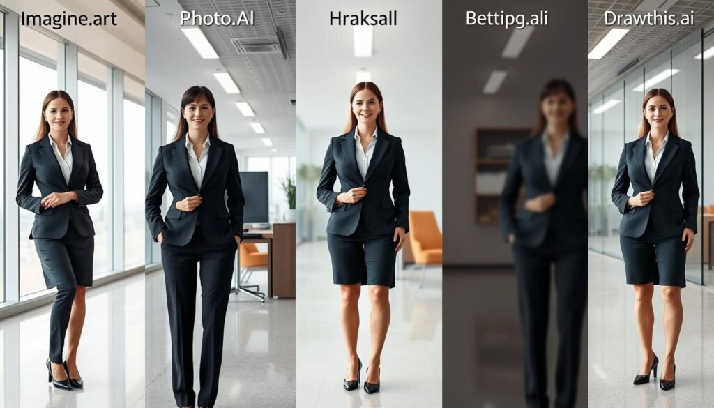 Comparison of outputs from all five AI image generators using the same prompt Comparison of outputs from all five AI image generators using the same prompt