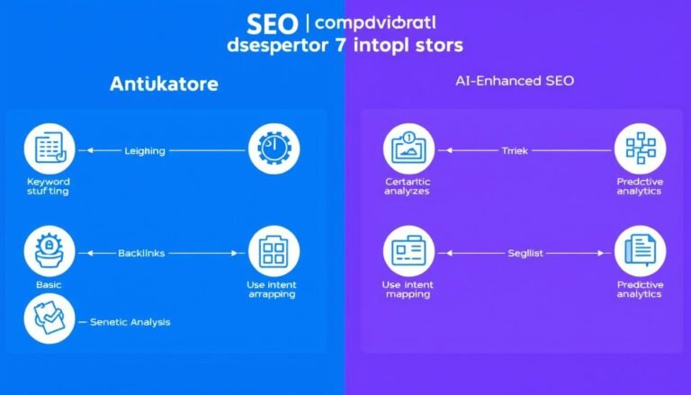 Comparison of traditional SEO vs AI-enhanced SEO approaches in 2025