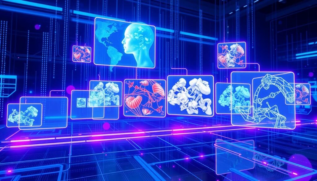 Futuristic concept showing the evolution of AI image generation technology Futuristic concept showing the evolution of AI image generation technology