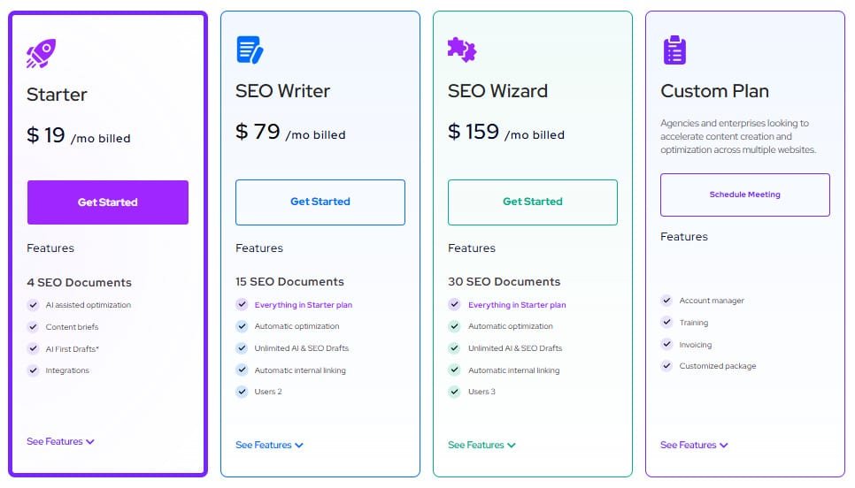Outranking.io SEO pricing plans