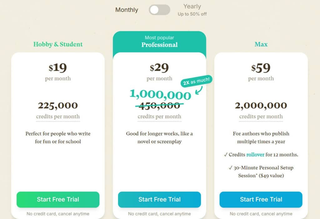 Sudowriting - Pricing and plans