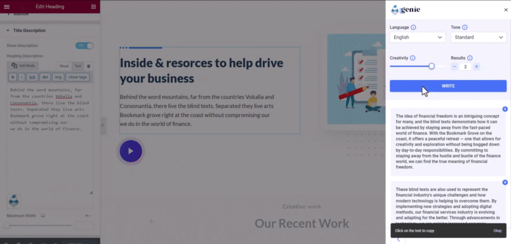 GetGenie Review: GetGenie Integration with Elementor