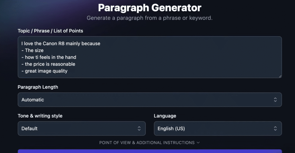 RightBlogger Review: RightBlogger Paragraph Generator