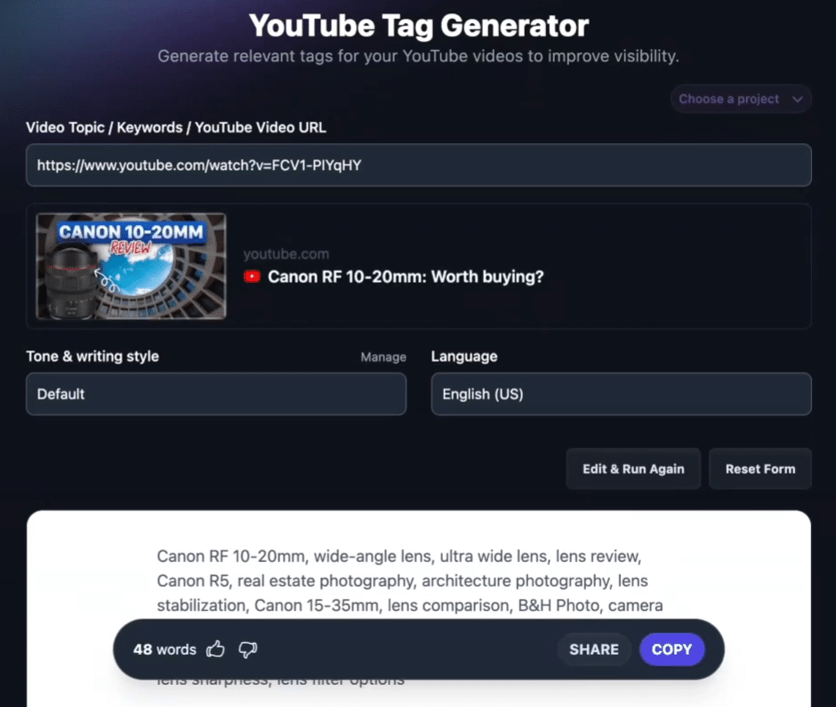 RightBlogger Review: RightBlogger YouTube Tag Generator
