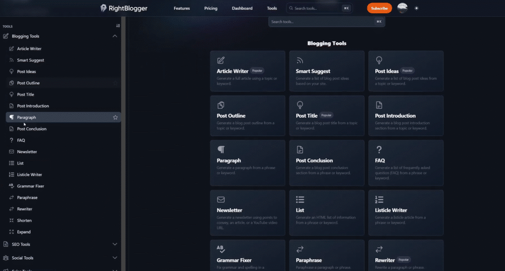 RightBlogger Review: RightBlogger Intuitive Interface and Access