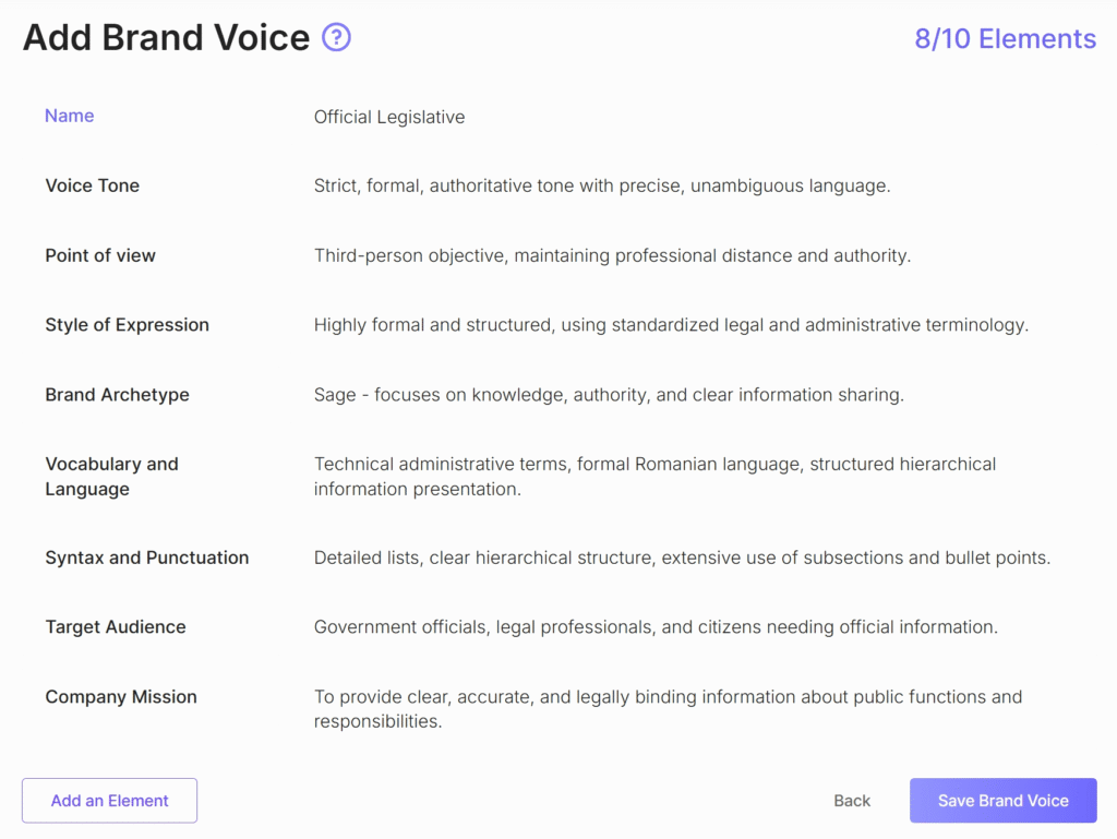 SEOWriting AI Review: SEOWriting AI Brand Voice Customization