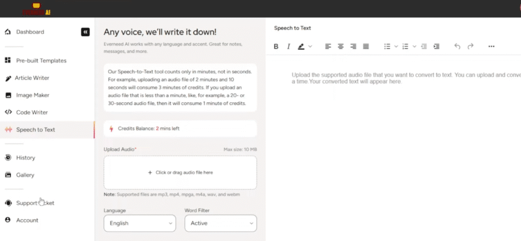Everneed AI Review: Everneed AI Speech To Text Conversion