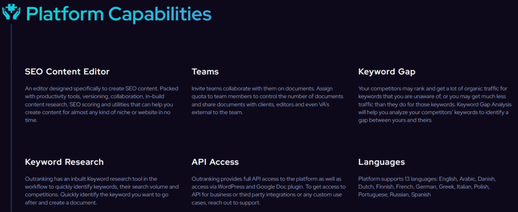 Outranking.io Review: Outranking Platform Capabilities