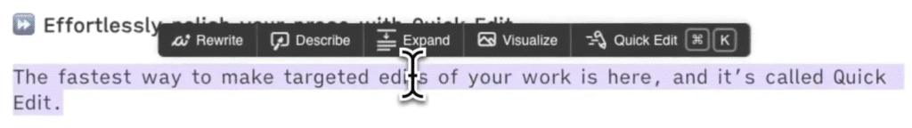 Sudowrite Review: Sudowrite Quick Editing