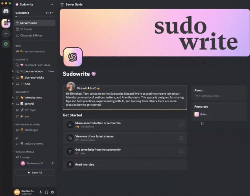 Sudowrite Review: Sudowrite Discord Community