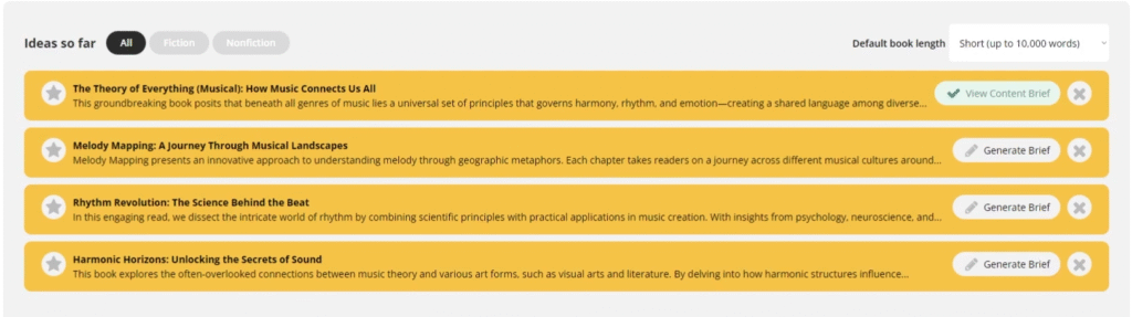 Book Wizard Review: Ideas and Content Brief Generated with Book Wizard