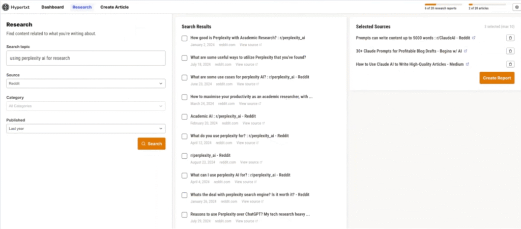 Hypertxt AI Review: Hypertxt AI - Research Content from Different Real-Time Web Sources