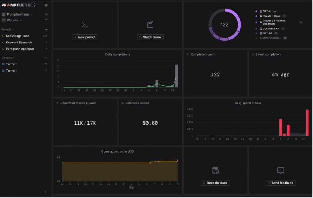 Promptmetheus Review: Promptmetheus User Interface and Dashboard