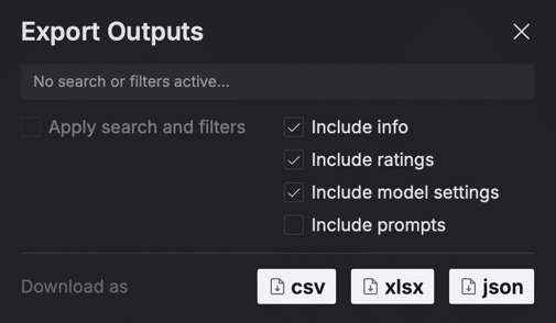 Promptmetheus Review: Promptmetheus Export Outputs (csv, xlsx and json)