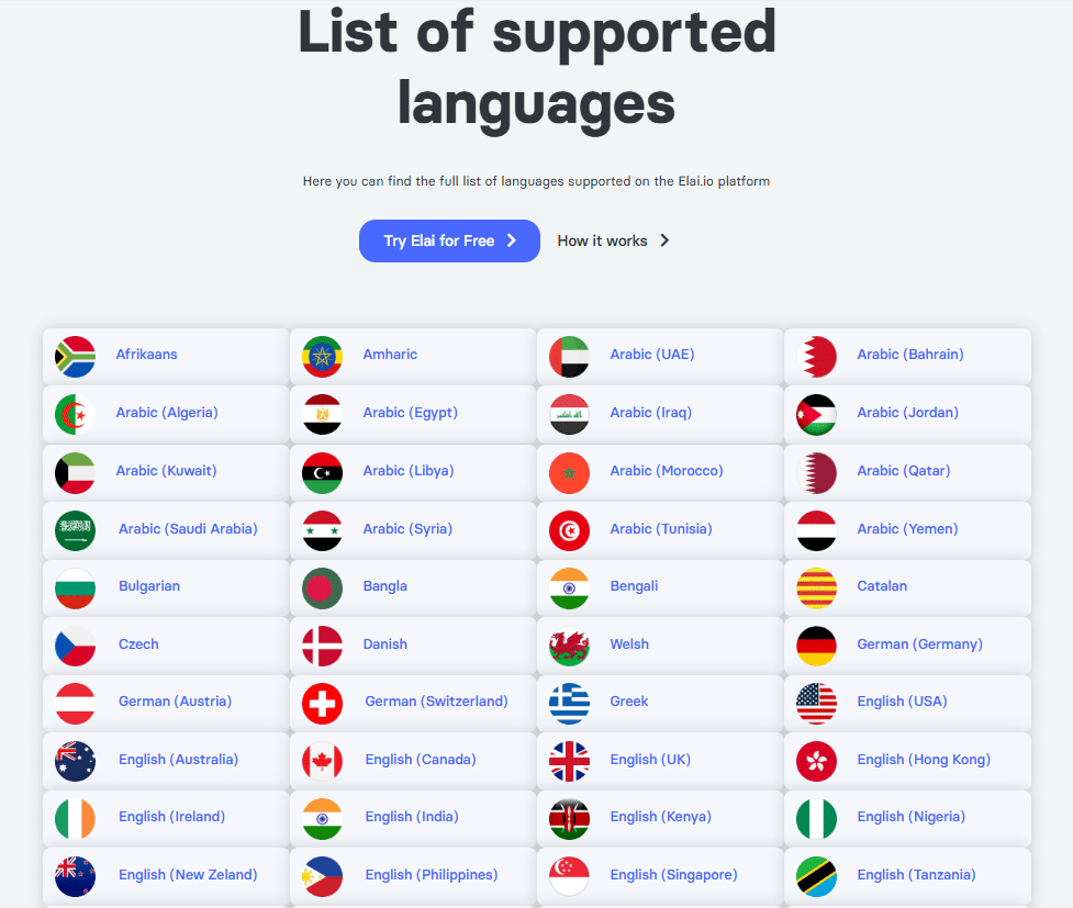 Elai.io Review: Languages