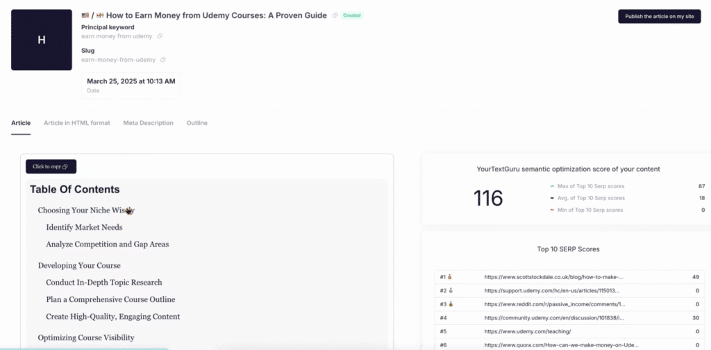 SEOPital Review: SEOPital SEO-Optimized Article Generated (Review, Edit or Publish)