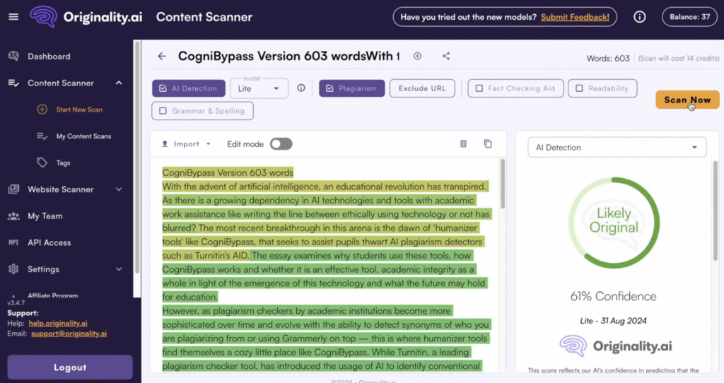 Originality.ai Review: Originality.ai Plagiarism Detection