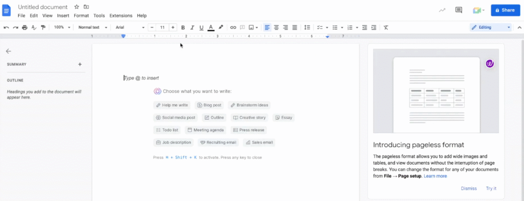 TextCortex easily integrated in Google Docs