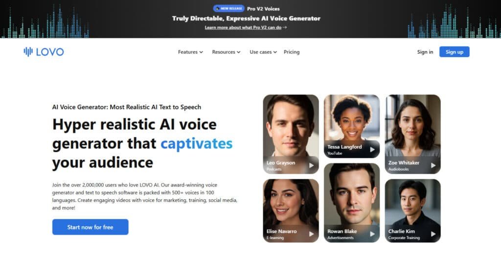 Lovo AI Review: Voice generators  platform interface Lovo AI Review: Voice generators  platform interface