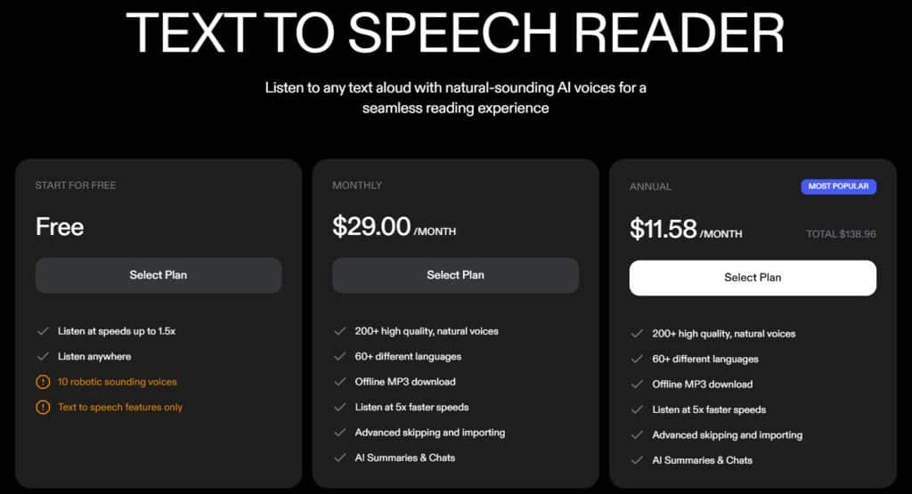 Speechify Review: Speechify Pricing Plans (text to voice & text to speech) Speechify Review: Speechify Pricing Plans (text to voice & text to speech)