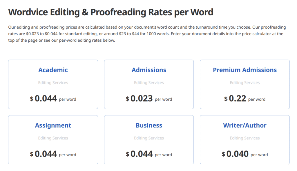 WordVice AI Review: Proofreading Services & Content Editing Pricing