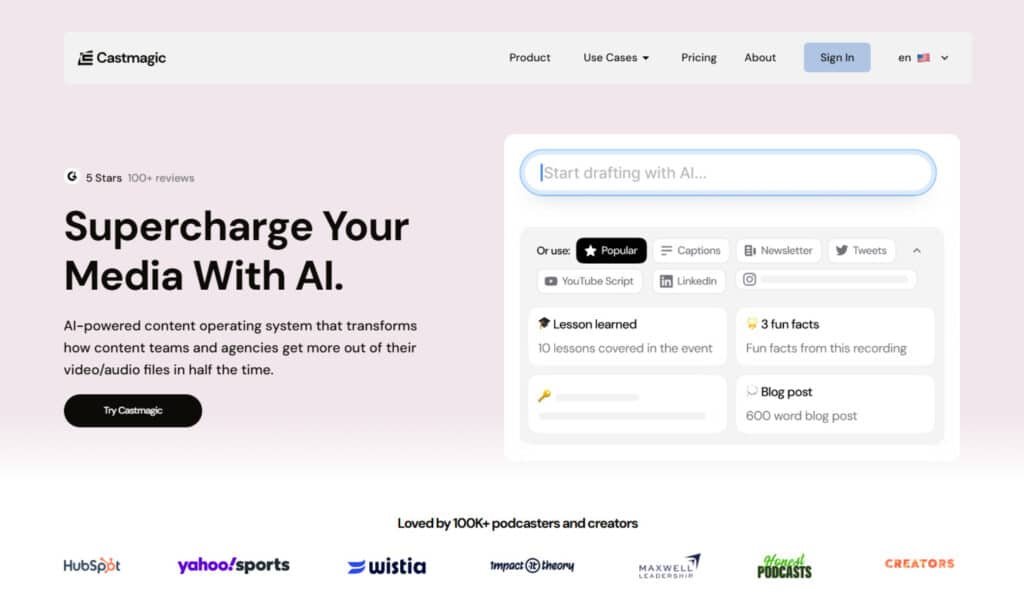 Castmagic Review: What is Castmagic - Audio Generation, Podcast tools & Audio Assets