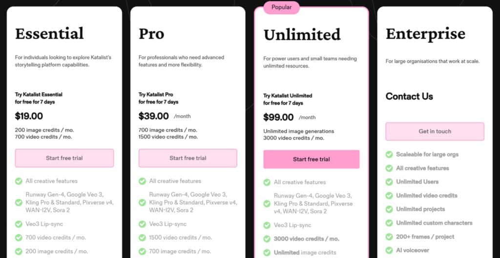Katalist AI Review - Katalist AI Pricing Plans - Storyboarding, Film Making, Video Generator & Content Creation Katalist AI Review - Katalist AI Pricing Plans - Storyboarding, Film Making, Video Generator & Content Creation