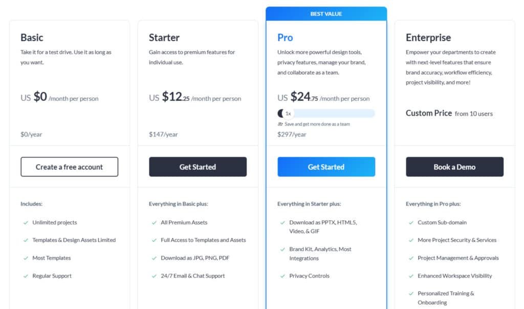 Visme Review: Visme Pricing Plans - AI Presentation Maker, AI Marketing Images, Infographic maker AI & AI Branding