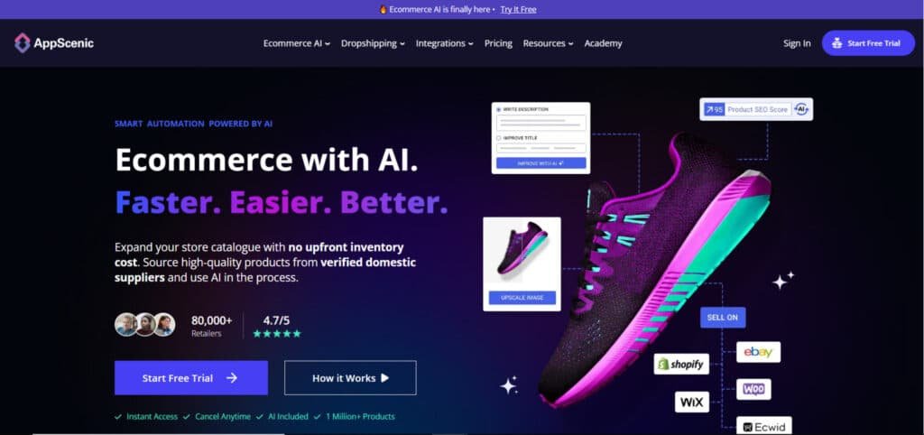 AppScenic Review: What is AppScenic -  AI Dropshipping, AI Ecommerce, AI Dropshipping suppliers & AI Dropshipping automation