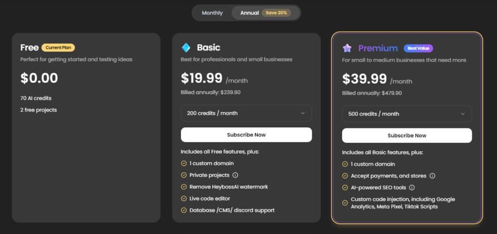 HeyBoss AI Review: HeyBoss AI Pricing Plans-1 - No code app builder, no code website builder, vibe coding HeyBoss AI Review: HeyBoss AI Pricing Plans-1 - No code app builder, no code website builder, vibe coding