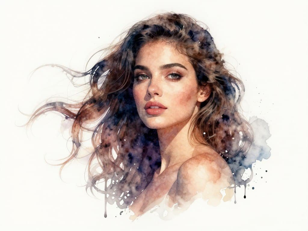 AI-generated artistic portrait in watercolor style created with Imagine.Art