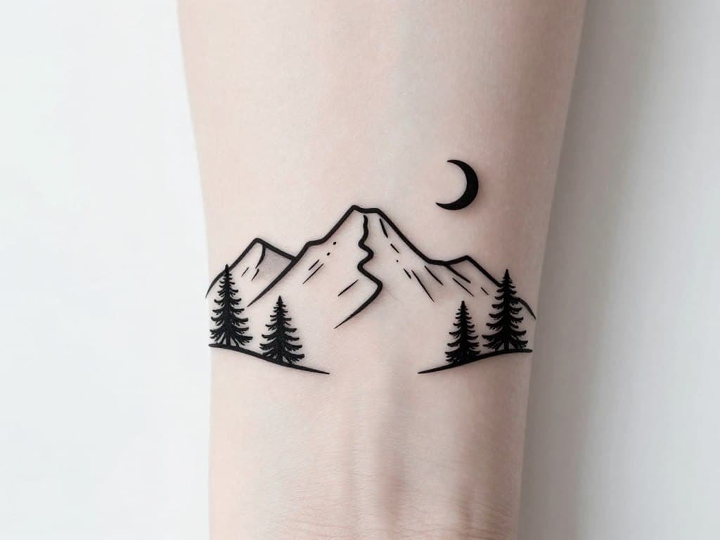 Minimalist mountain tattoo design created with Simplified