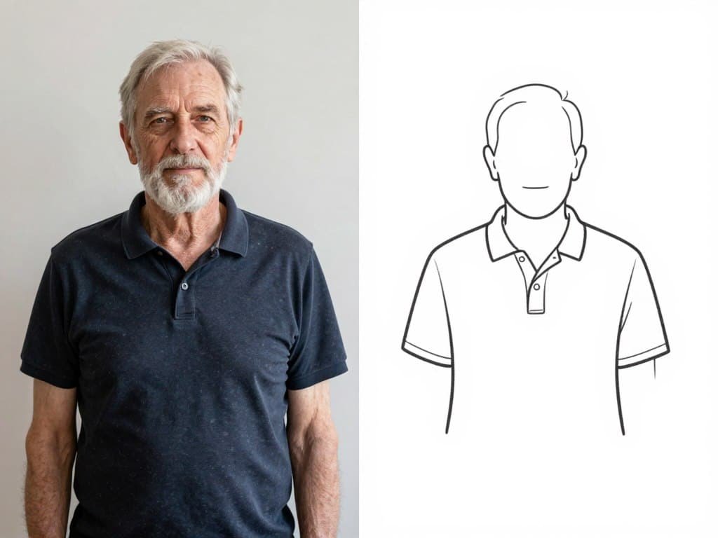 Photo-to-tattoo conversion showing original photo and final tattoo design