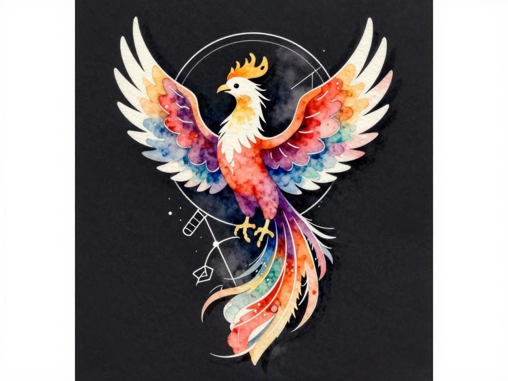 Unique phoenix tattoo design created with Imagine.art