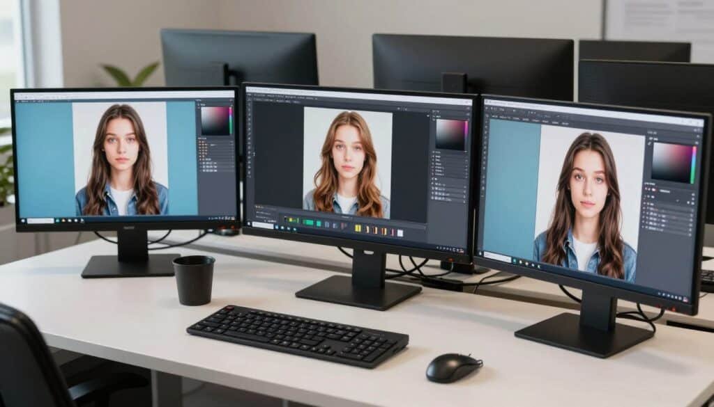 Various AI image editing features being demonstrated on multiple screens