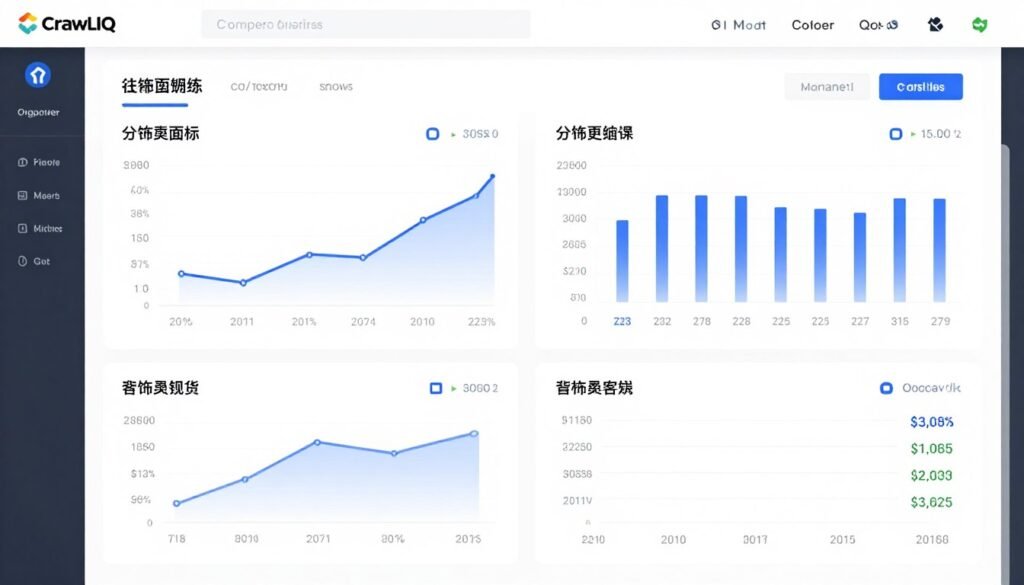 CrawlIQ dashboard showing competitor analysis and market trend detection tools