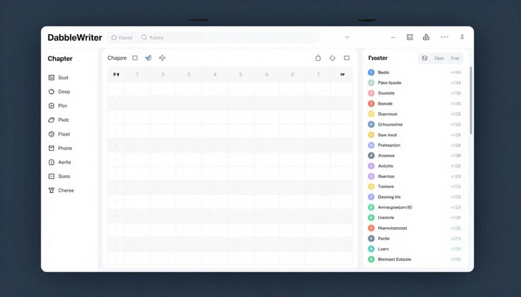 DabbleWriter interface showing plot development and organization tools