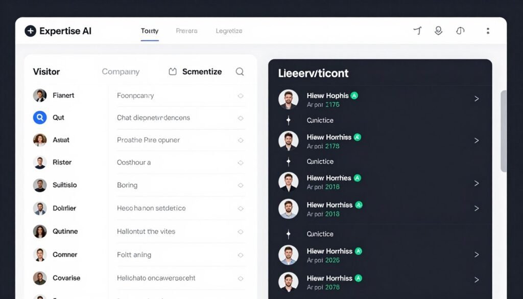 Expertise AI interface showing visitor identification and real-time engagement
