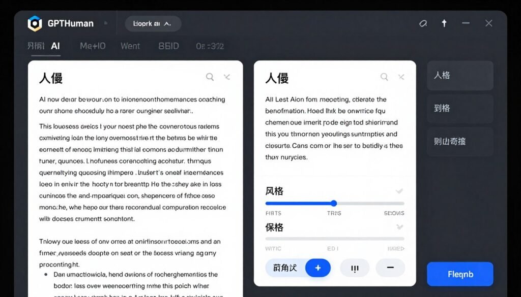GPTHuman AI interface showing human-like writing style generation