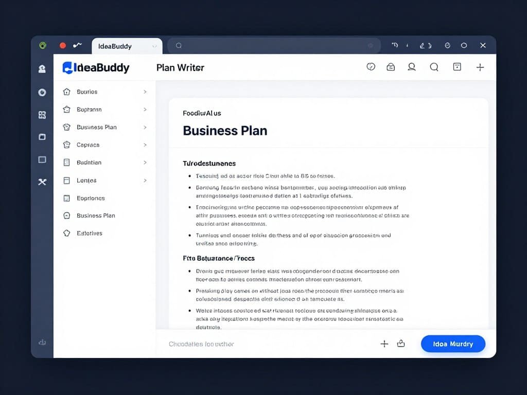 IdeaBuddy's Business Plan Writer generating a professional business plan document