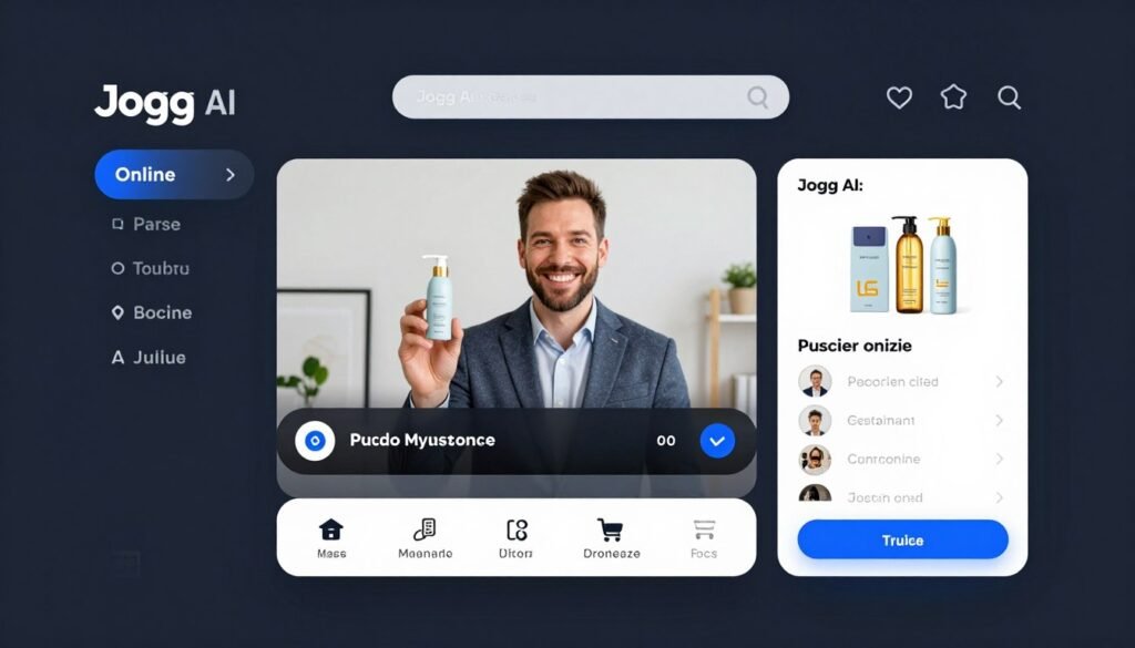 Jogg AI platform creating e-commerce product video with avatar presenter Jogg AI platform creating e-commerce product video with avatar presenter