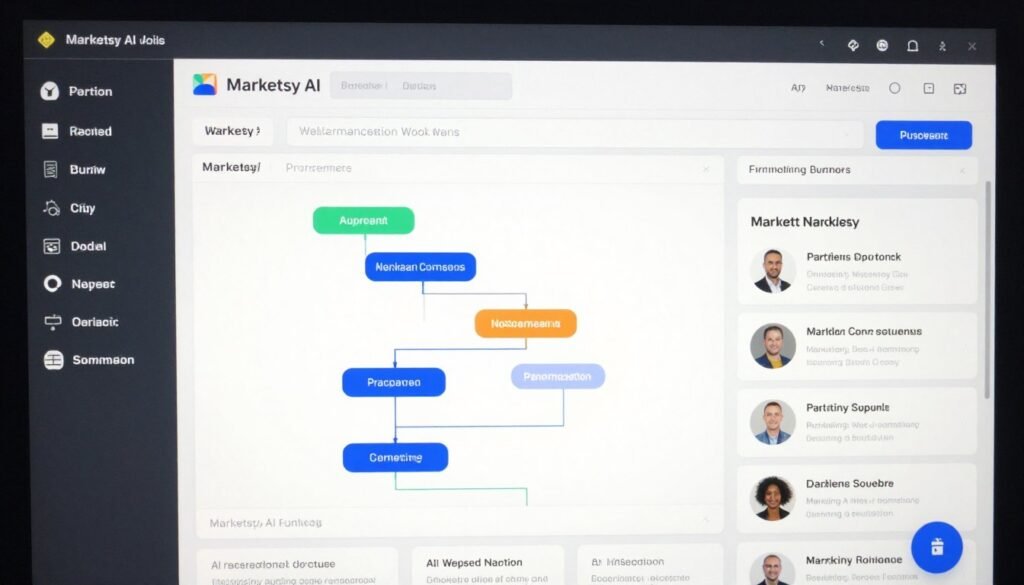 Marketsy AI dashboard showing marketing automation workflows and campaign analytics