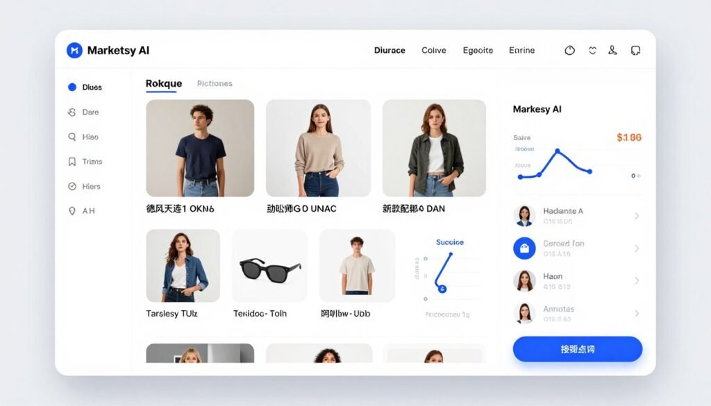 Marketsy AI interface showing digital product storefront and sales analytics