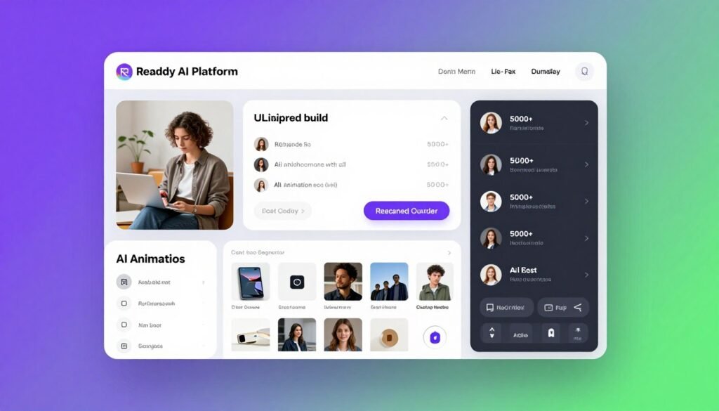 Readdy AI chat-based website builder interface
