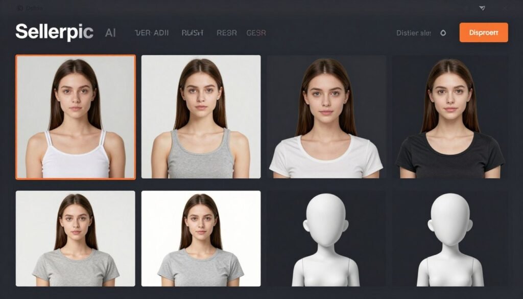 Sellerpic AI product enhancement interface showing before and after comparisons Sellerpic AI product enhancement interface showing before and after comparisons