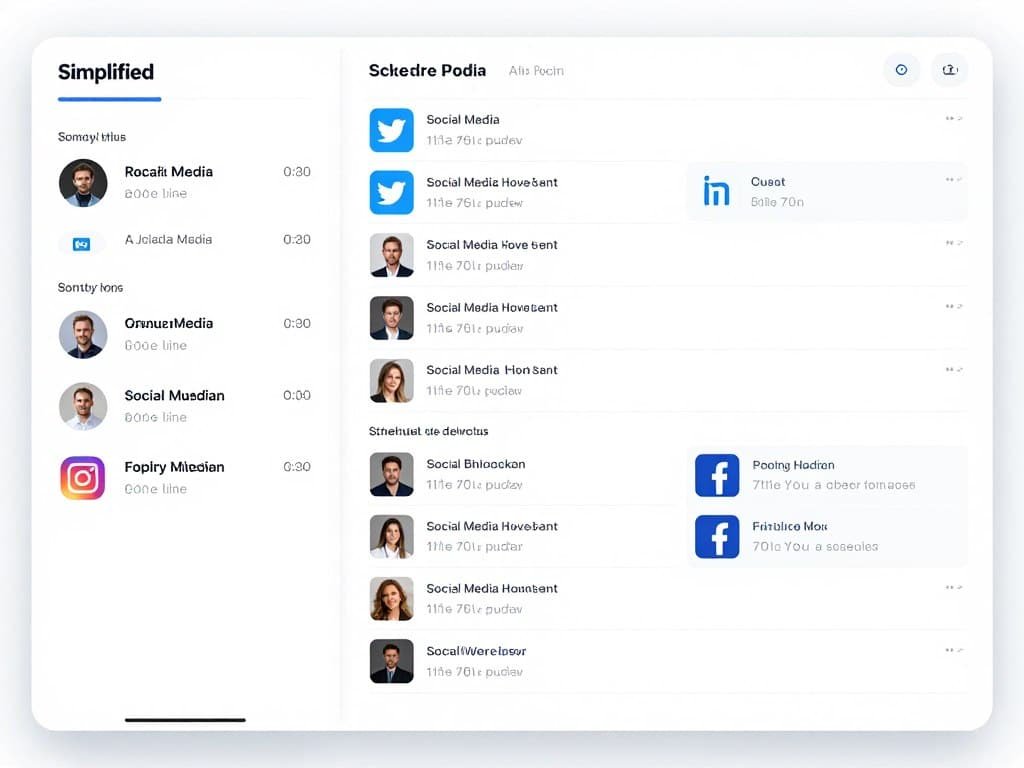 Simplified's Social Media Management calendar showing scheduled posts across multiple platforms